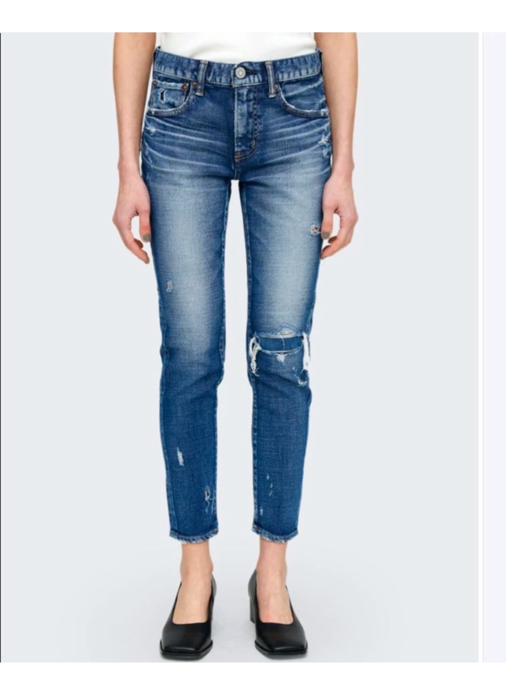 💙 Moussy Vintage Lenwood Distressed Jeans Size 27 Cotton Medium Wash